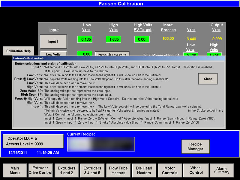 Parison Calibration Help