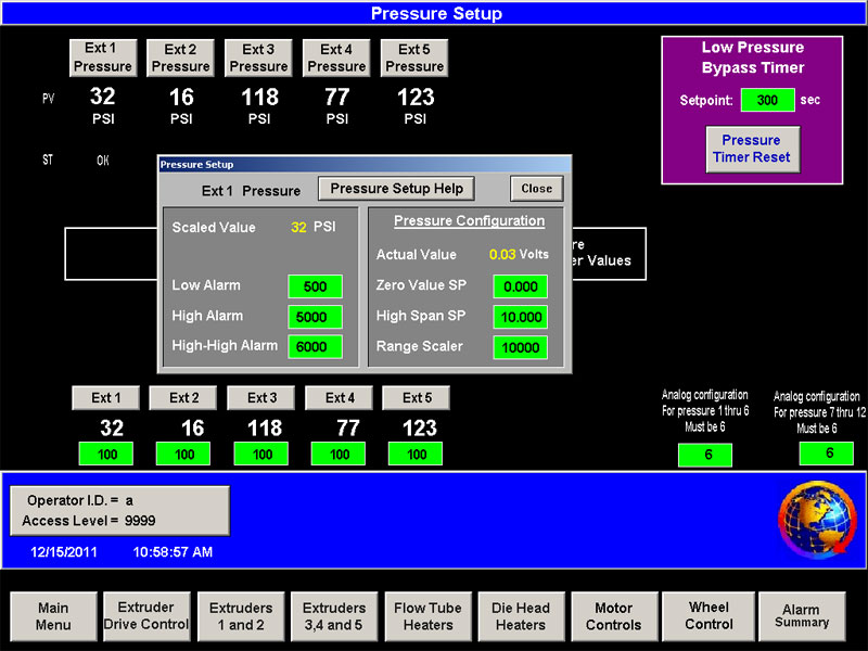 Pressure Setup Popup