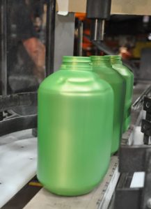 bottles in blow molding machine